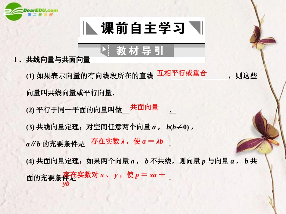 高三数学一轮复习 9.4 空间向量及其运算课件 文 大纲人教版 课件_第2页