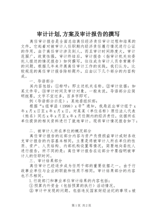 审计计划,方案及审计报告的撰写 