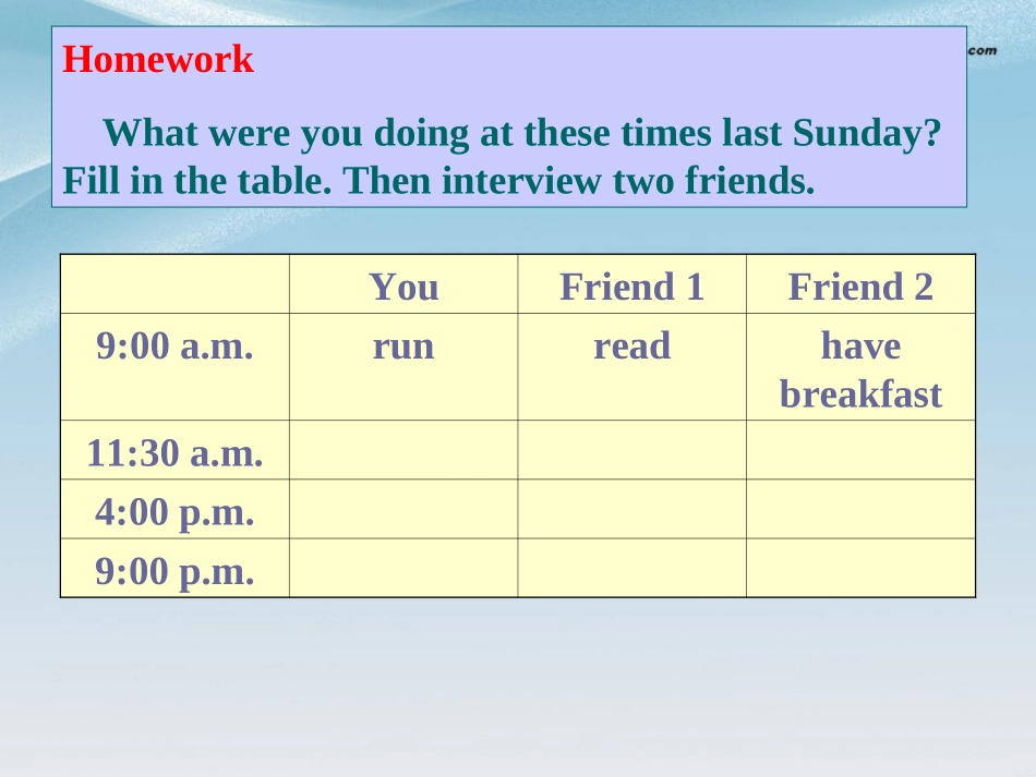 春八年级英语下册(Unit 5 What were you doing when the rainstorm came？)Section A 3a-4c(含Grammar Focus)课件 (新版)人教新目标版 课件_第2页