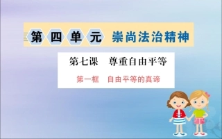 版八年级道德与法治下册 第四单元 崇尚法治精神 第七课 尊重自由平等 第一框 自由平等的真谛训练课件 新人教版 课件