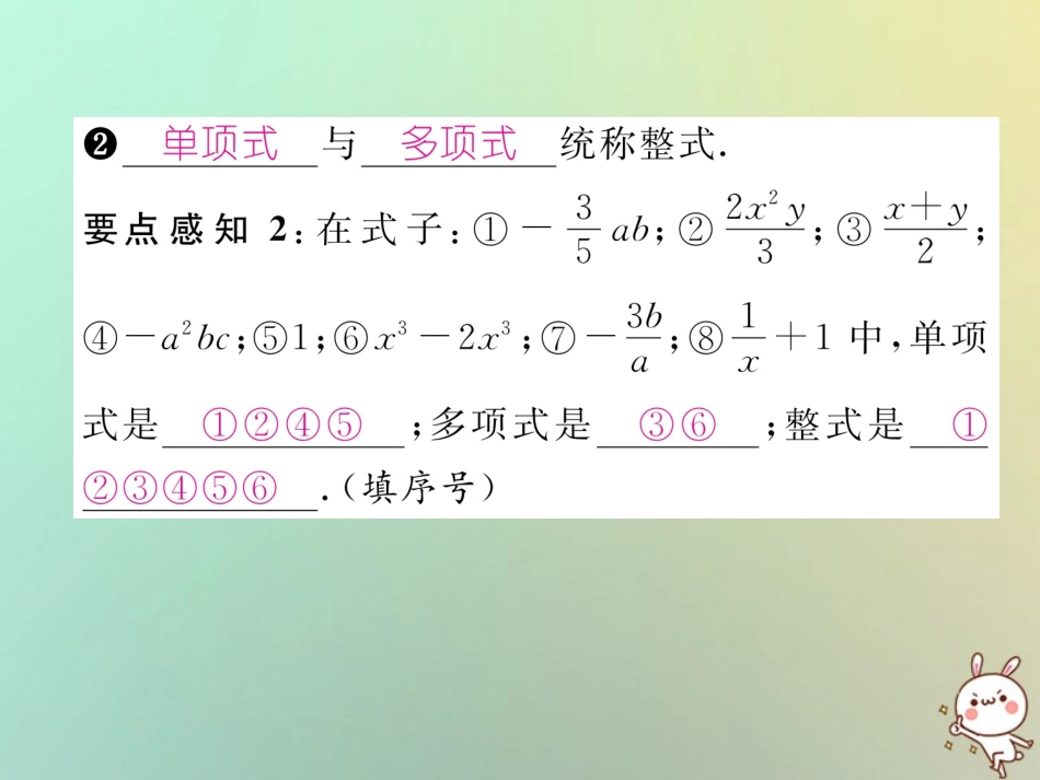 秋七年级数学上册 第二章 整式的加减 2.1 整式 第3课时 多项式及整式习题课件 (新版)新人教版 课件_第3页