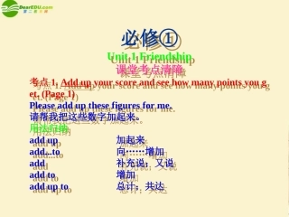 高考英语一轮复习考点清障 Unit 1 Friendship课件 新人教版必修1 课件