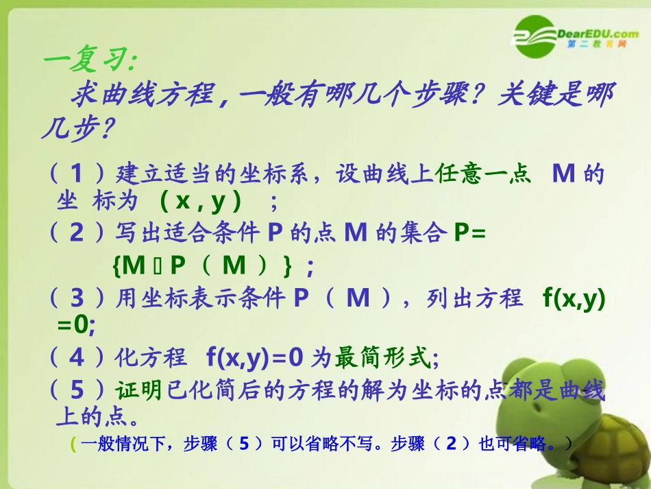 高中数学 求曲线的方程课件 新人教版选修2-1 课件_第2页