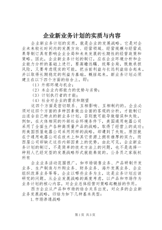 企业新业务计划的实质与内容 