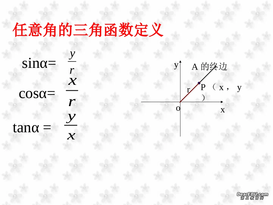 浙江省高一数学任意角的三角函数 课件_第3页