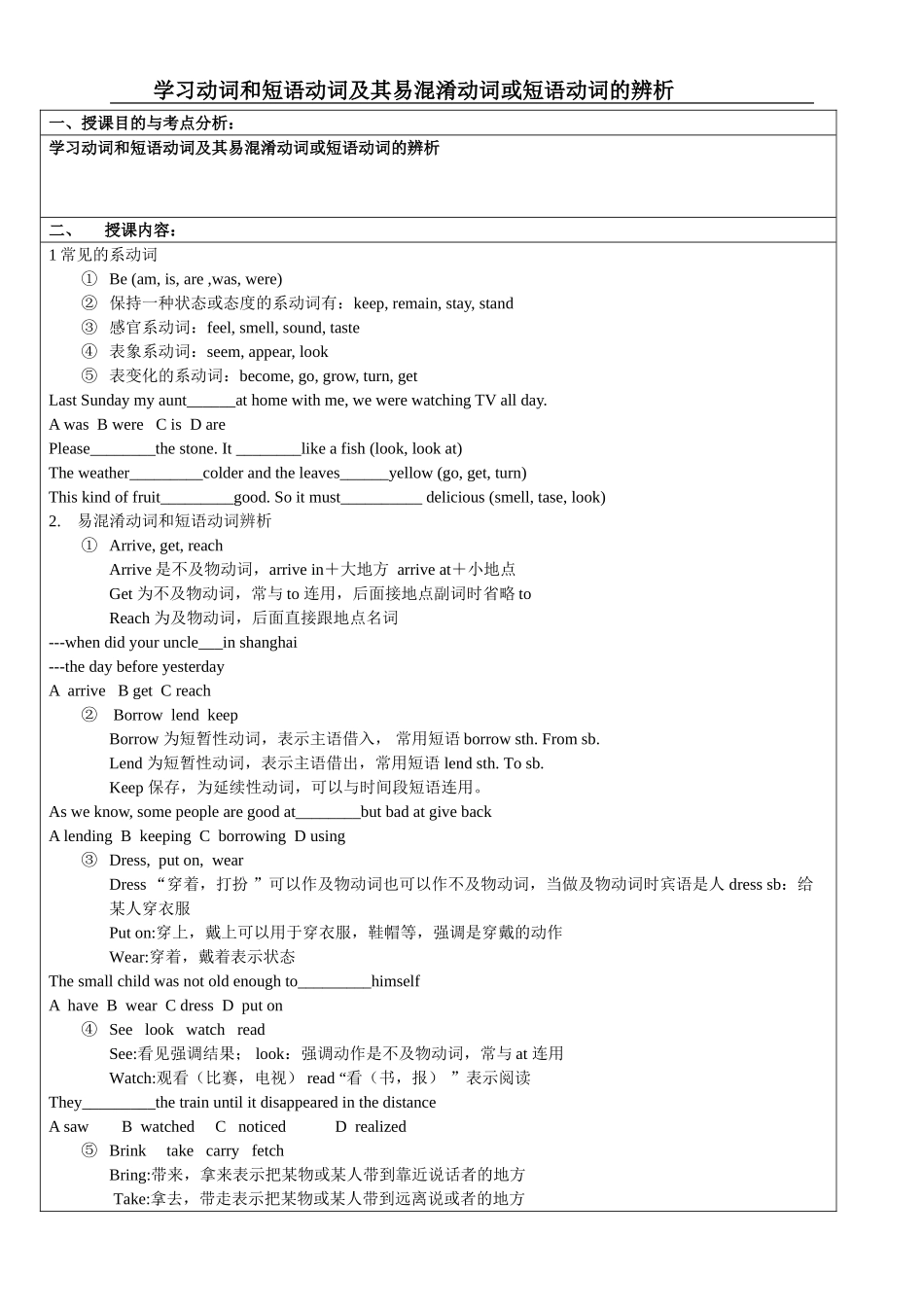 初中英语动词级动词短语_第1页