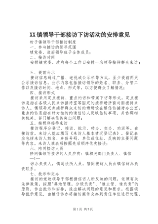 XX镇领导干部接访下访活动的安排意见 
