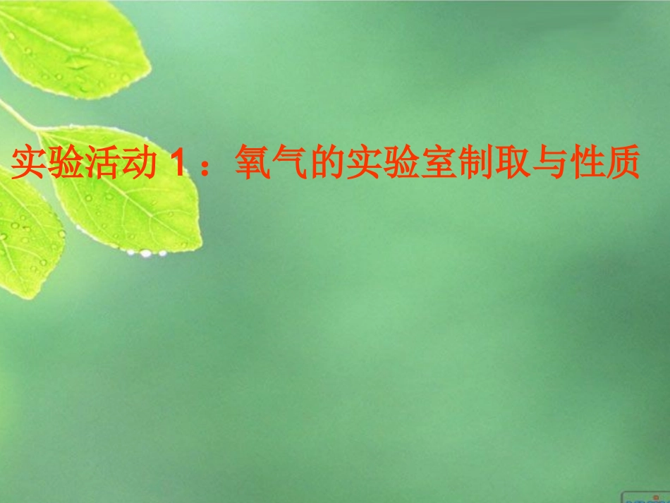 实验活动1_氧气的实验室制取与性质_第1页