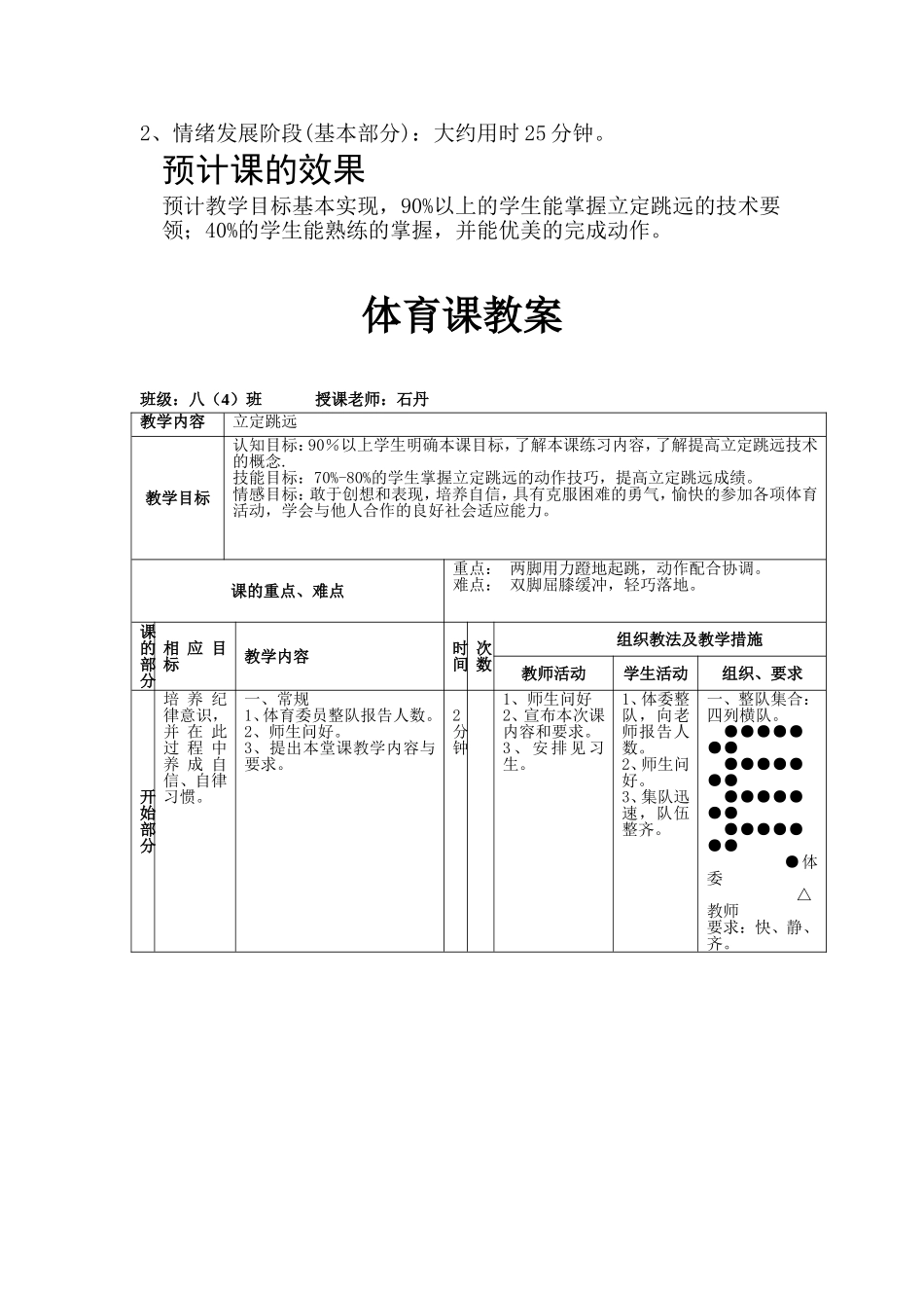 初中体育课《立定跳远》教学设计与教案_第2页