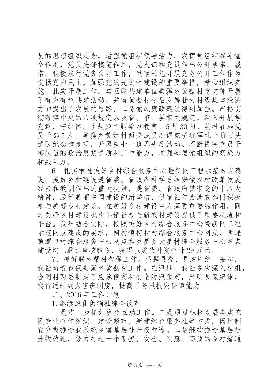 县供销社XX年工作总结及XX年工作计划 _第3页