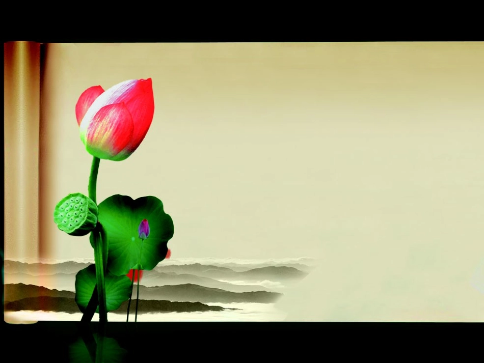 荷花卷轴古典中国风PPT模板_第3页