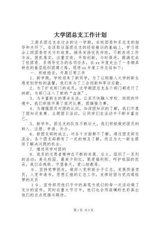 大学团总支工作计划 