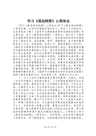 学习《规划纲要》心得体会 