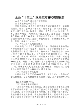 全县“十三五”规划实施情况视察报告 