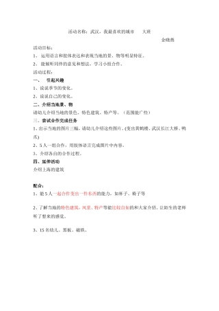 大班--武汉、我最喜欢的城市