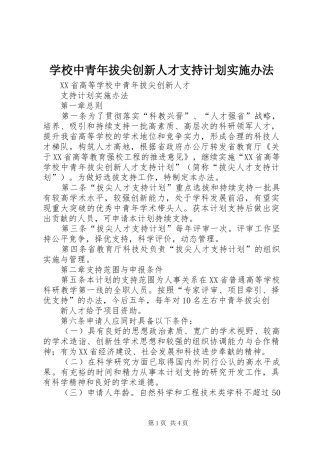 学校中青年拔尖创新人才支持计划实施办法 