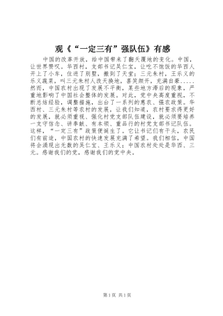 观《“一定三有”强队伍》有感