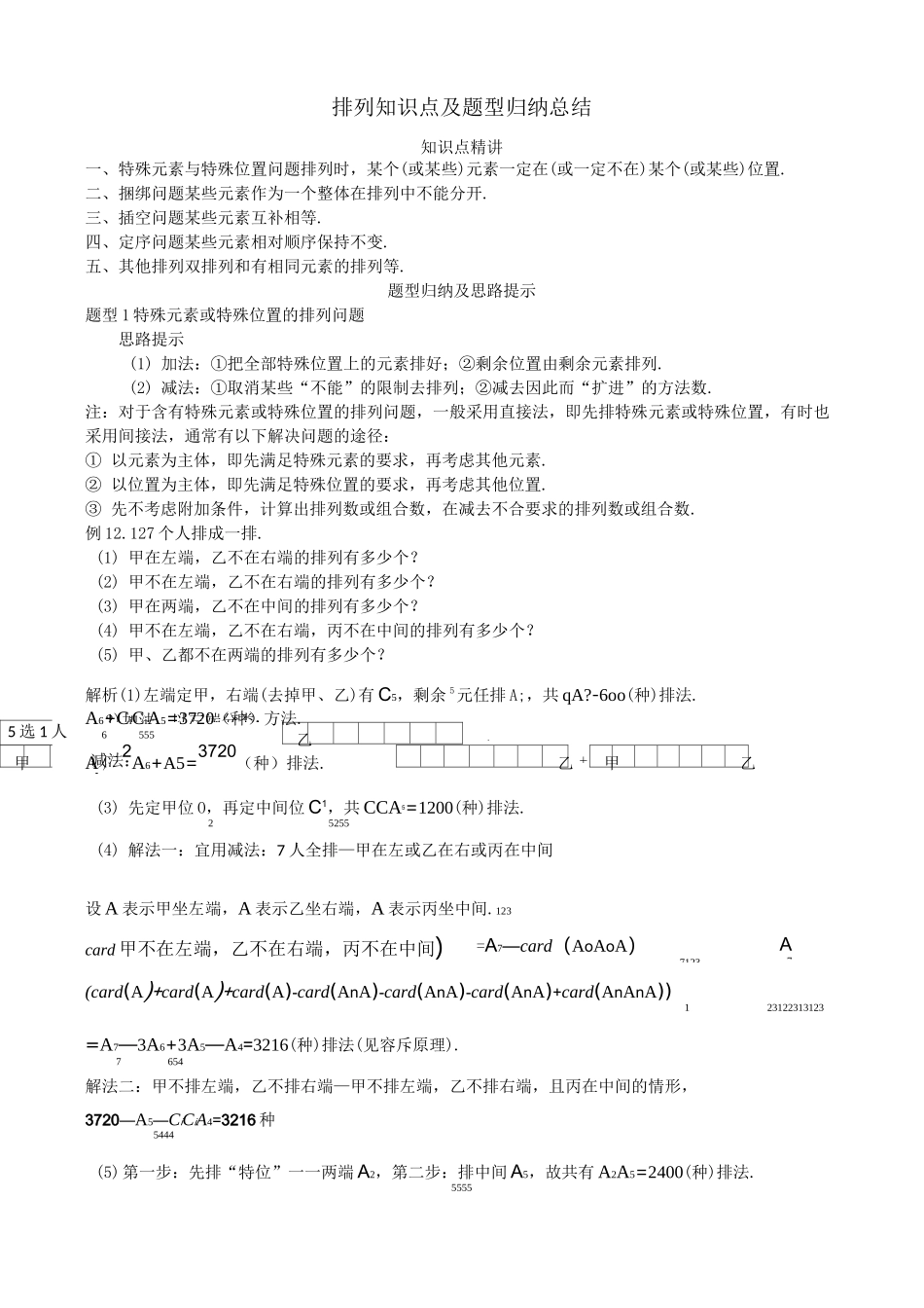 排列知识点及题型归纳总结_第1页