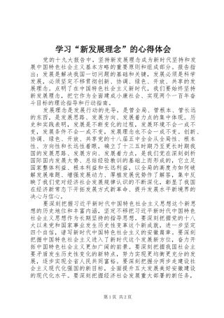 学习“新发展理念”的心得体会