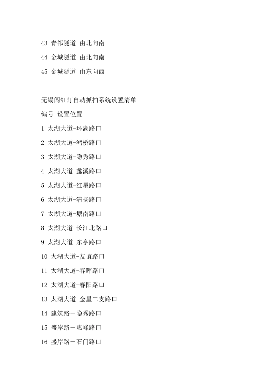 无锡电子警察设置清单_第3页