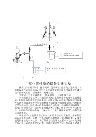二氧化碳性质的课外实践实验