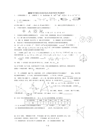 内蒙古自治区包头高中招生考
