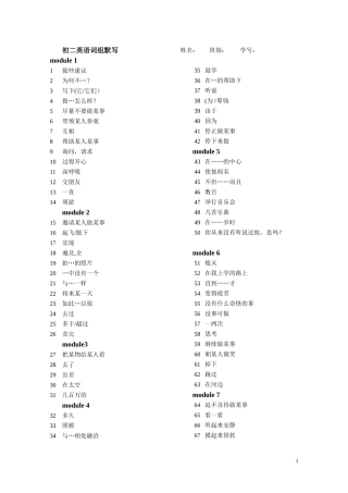 初二英语词组默写