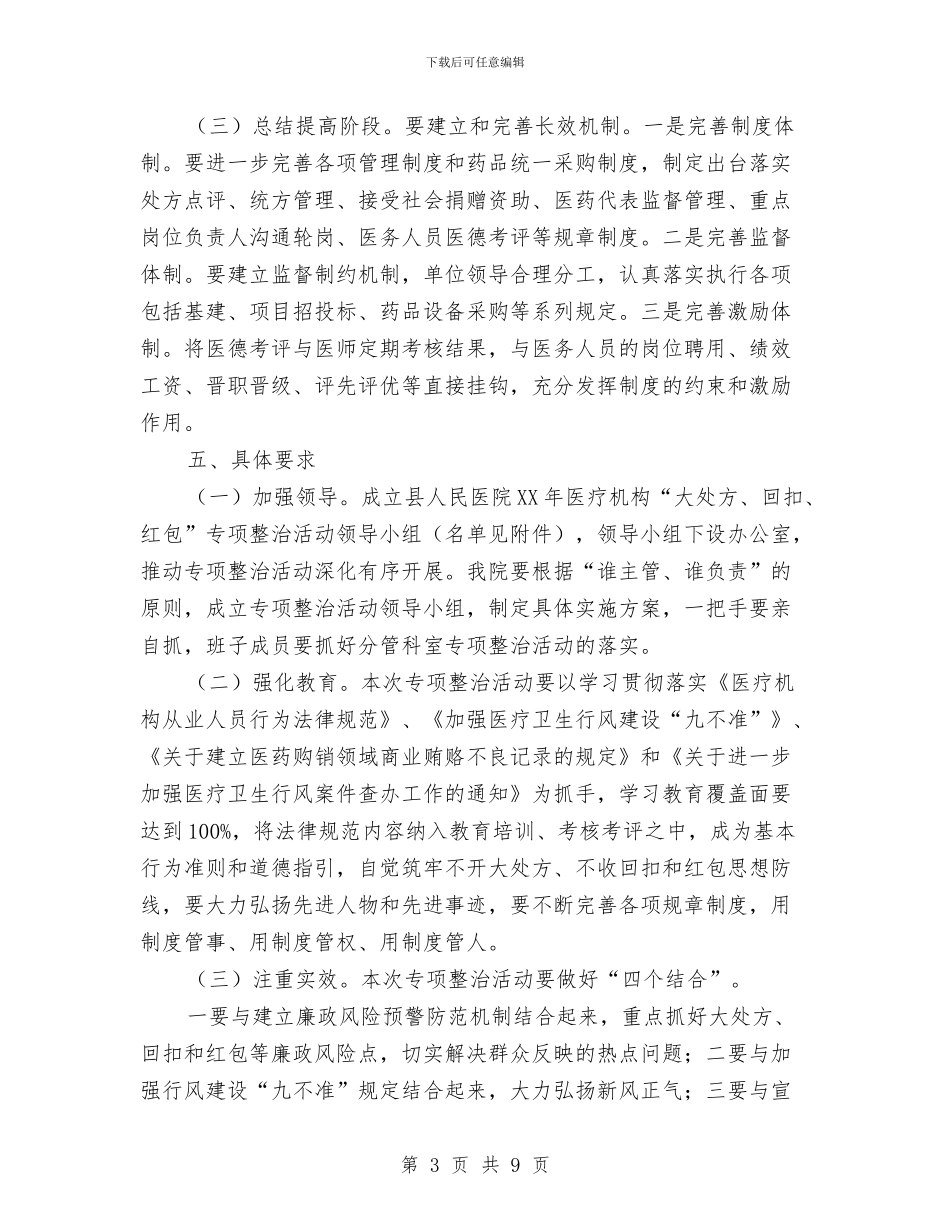 医院红包专项整治活动方案与医院经营环境与医务广告工作汇报材料汇编_第3页