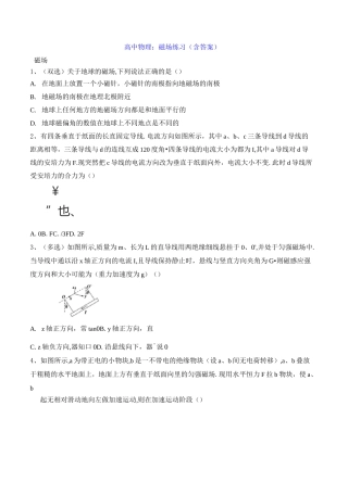 高中物理：磁场 练习(含答案)