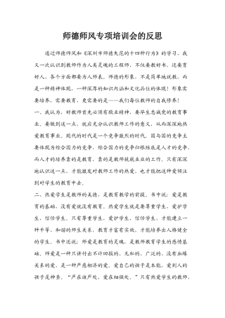 师德师风专项培训会的反思