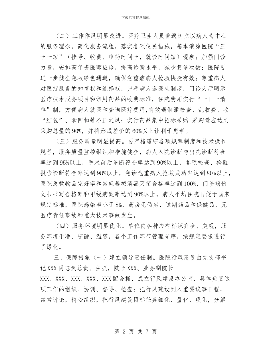 医院行业作风建设实施方案与医院行业作风建设方案汇编_第2页