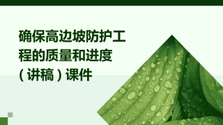 确保高边坡防护工程的质量和进度(讲稿)课件