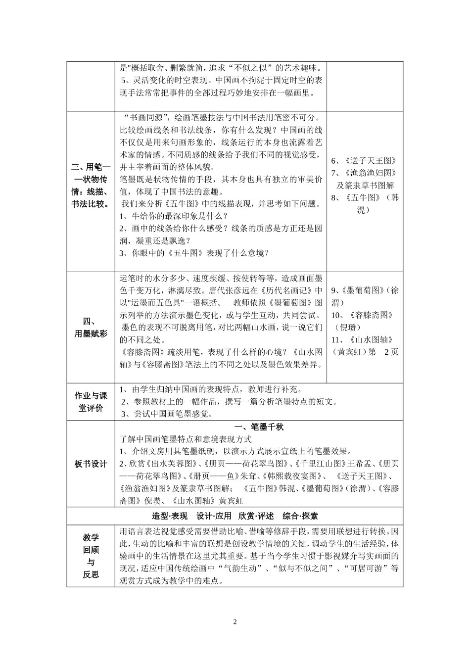 八上_第一课_笔墨千秋_教案_第2页