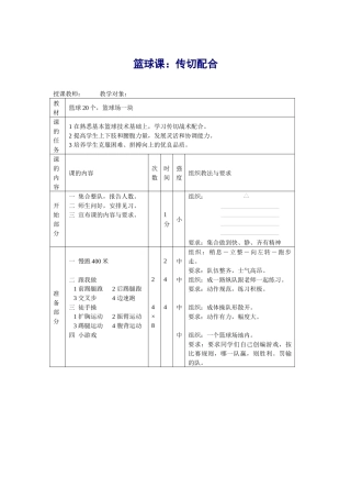 篮球课：传切配合