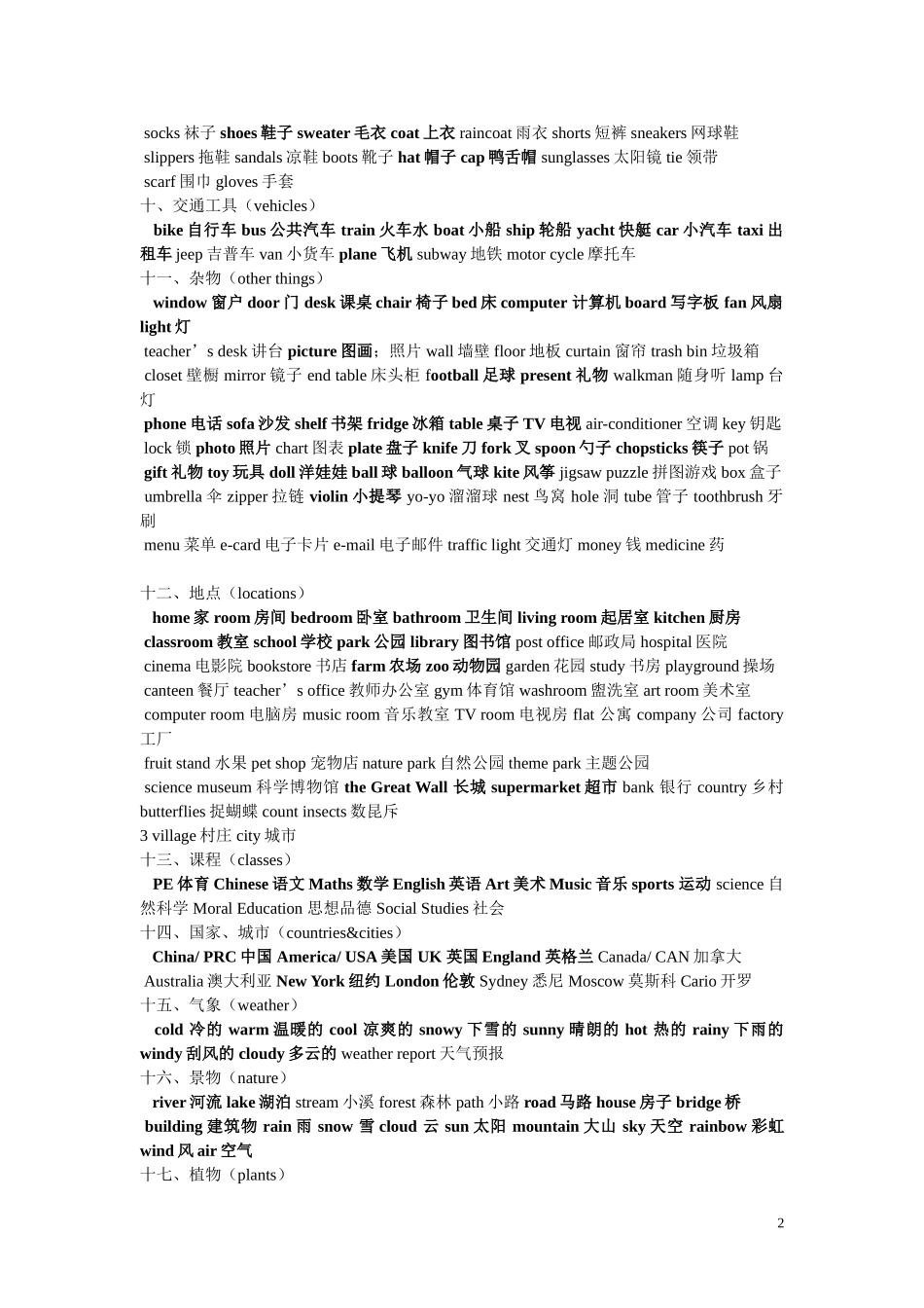 小学生必背英语单词表_第2页