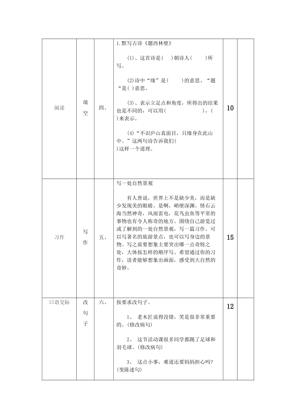单元测验卷与课标的对照表_第2页