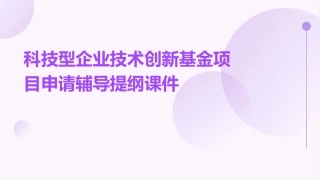 科技型企业技术创新基金项目申请辅导提纲课件