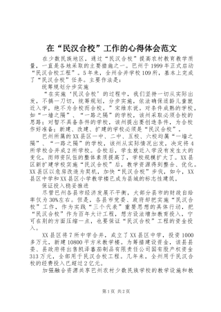 在“民汉合校”工作的心得体会范文