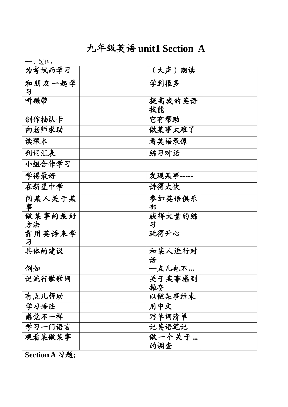 九年级英语unit1_Section__A_第1页