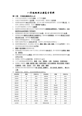 八年级地理上册复习资料