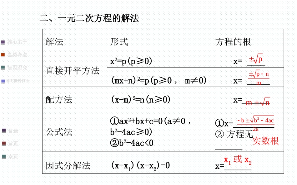 2015年中考数学一轮复习第9讲一元二次方程（共69张PPT）_第3页