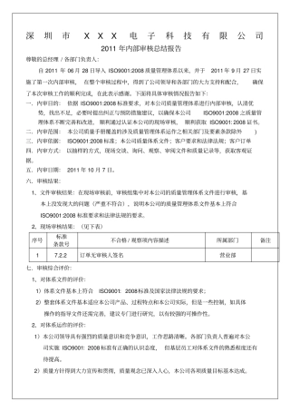 内部审核总结报告范本p