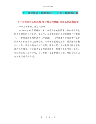 十一月份审计工作总结与十一月份工作总结汇编