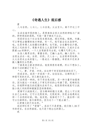 《奇遇人生》观后感