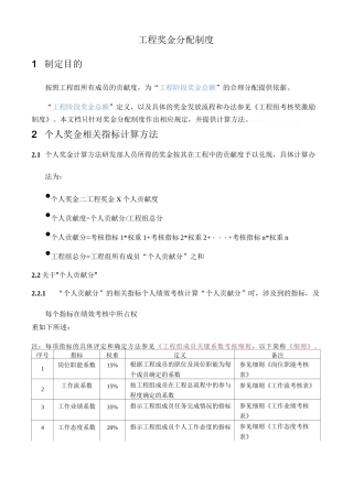 项目奖金分配制度