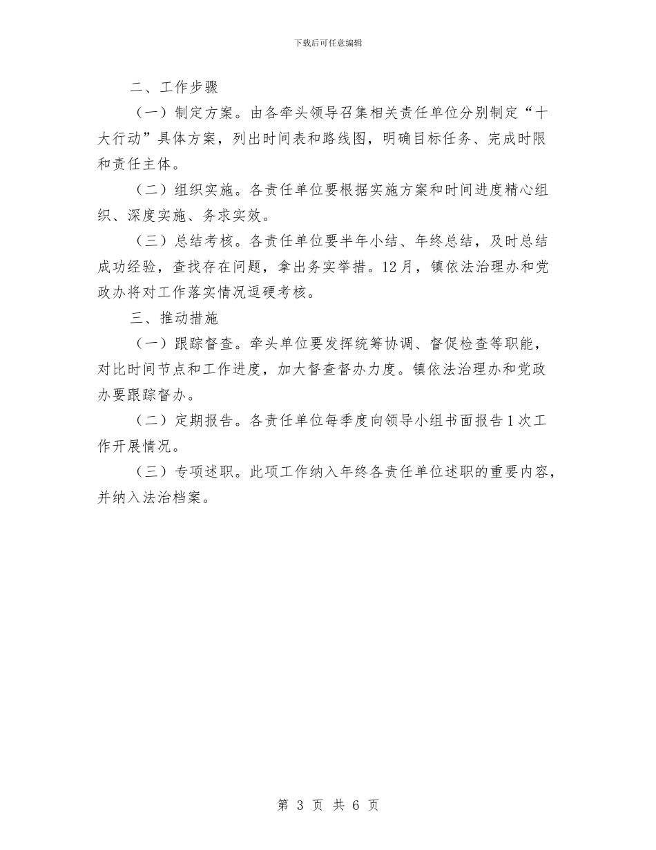 十大行动推进依法治理工作意见与十年KTV企划工作总结汇编_第3页