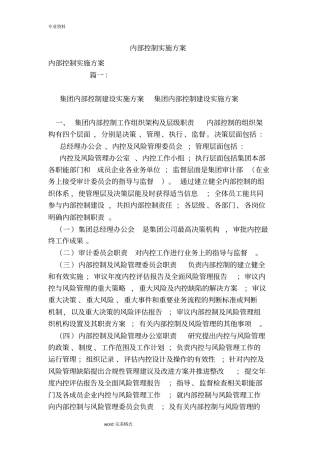 内部控制实施方案报告书