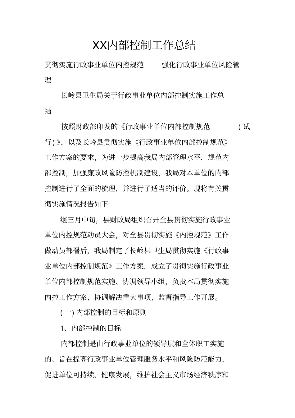 内部控制工作总结_第1页