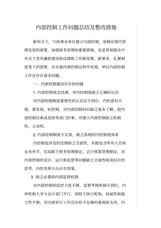 内部控制工作问题总结及整改x
