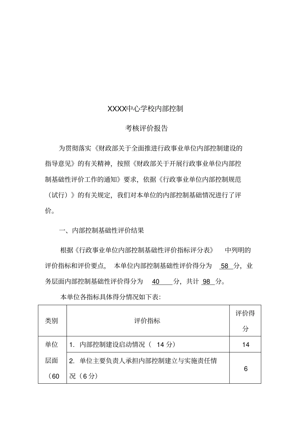 内部控制考核评价报告_第1页